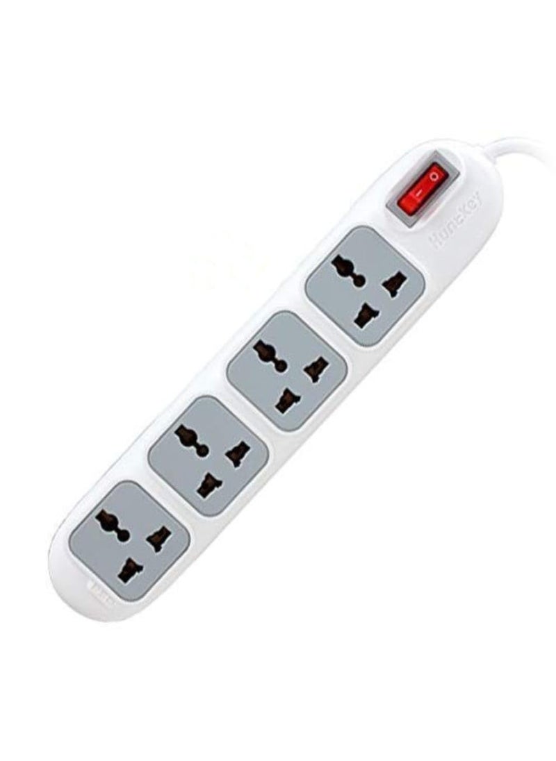 HuntKey HuntKey Power Strip with 4 sockets copper body streamline shape fire Resistant Extension Board white  - Image 1