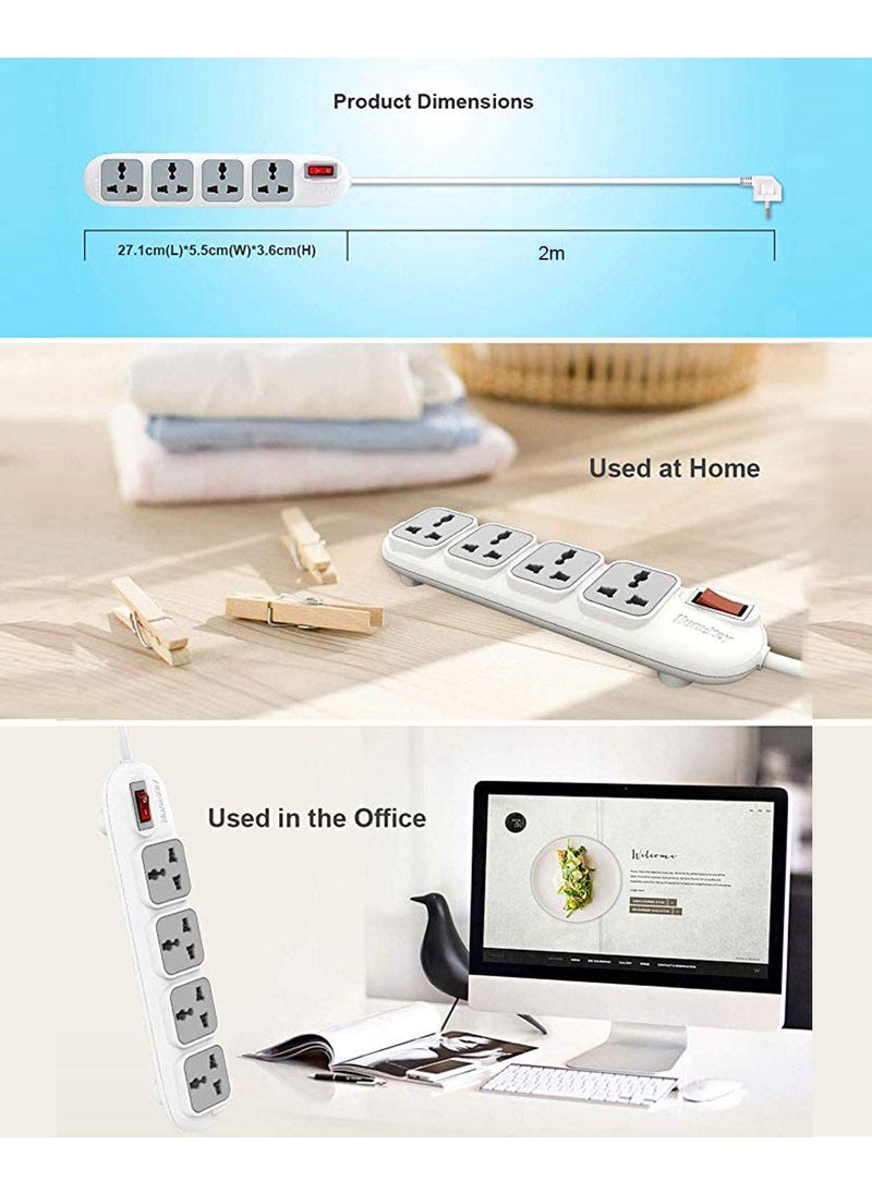 HuntKey HuntKey Power Strip with 4 sockets copper body streamline shape fire Resistant Extension Board white  - Image 2
