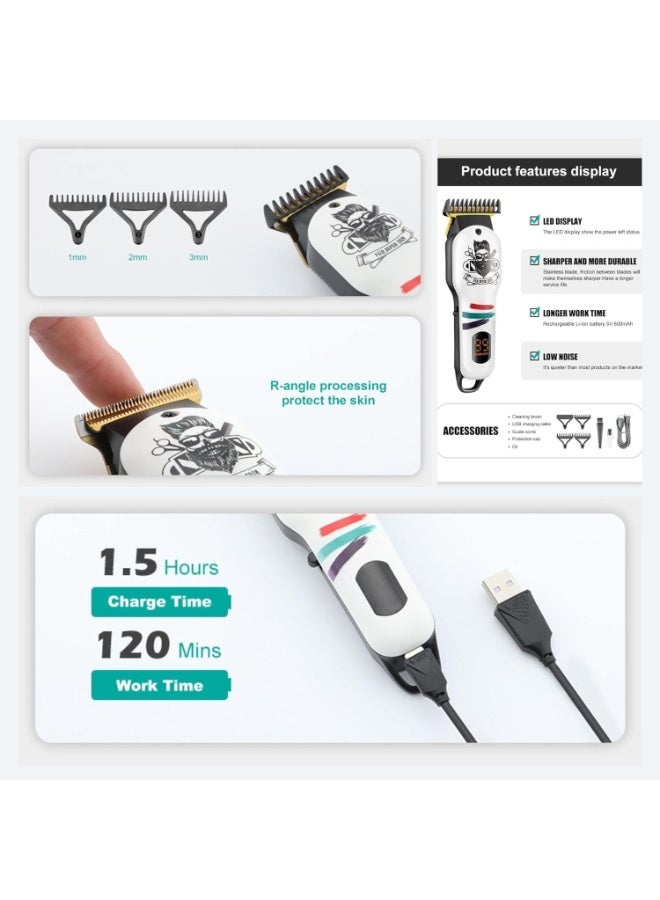 VGR V-971 Professional Rechargeable Digital Display Cordless Beard Hair Trimmer Kit with Guide Combs Brush USB Cord for Men, Family or Pets Rechargeable Li-ion Battery 120 minutes Runtime multicolour - Image 5