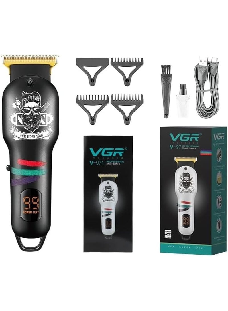 VGR V-971 Professional Rechargeable Digital Display Cordless Beard Hair Trimmer Kit with Guide Combs Brush USB Cord for Men, Family or Pets Rechargeable Li-ion Battery 120 minutes Runtime multicolour - Image 1