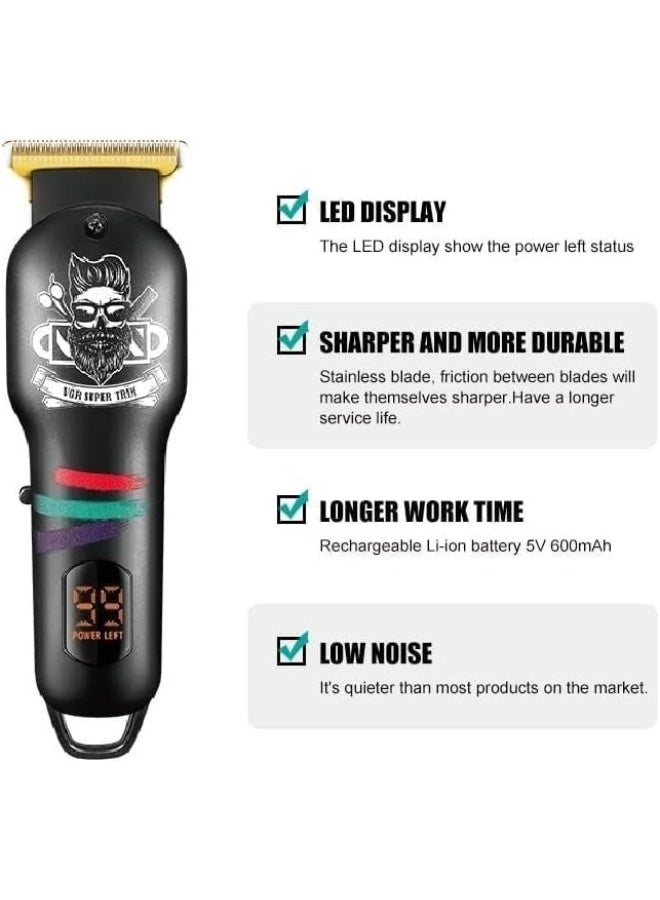 VGR V-971 Professional Rechargeable Digital Display Cordless Beard Hair Trimmer Kit with Guide Combs Brush USB Cord for Men, Family or Pets Rechargeable Li-ion Battery 120 minutes Runtime multicolour - Image 3