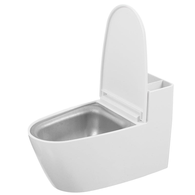Wall Mounted Ashtray With Lid Windproof Cigarette Butt Container Porcelain White Household Ashtray For Bathroom Living Room Use Includes Adhesive Mounting Sticker - Image 2