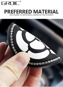 GROIC Car Dashboard Anti-Slip Rubber Pad and 2PCS Bling Car Coasters, Fashion Camellia Pattern Car Dashboard Decorations, Car Accessories Interior, Universal Non-Slip Car Mat for More Use  - Image 5