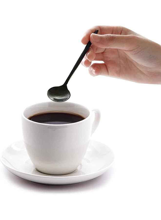 أوزيغالور 12 قطعة من ملاعق الإسبريسو، مجموعة ملاعق شاي قهوة صغيرة من الفولاذ المقاوم للصدأ 304 مقاس 5 بوصات، ملاعق صغيرة سوداء مستديرة من فوغ للسكر وكعكة الحلوى والآيس كريم والحساء والمقبلات والكابتشينو - Image 5