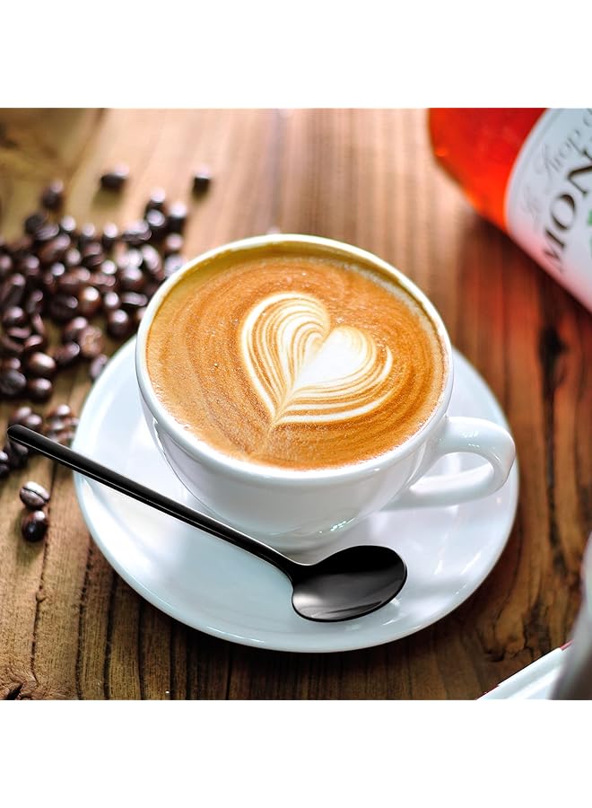 أوزيغالور 12 قطعة من ملاعق الإسبريسو، مجموعة ملاعق شاي قهوة صغيرة من الفولاذ المقاوم للصدأ 304 مقاس 5 بوصات، ملاعق صغيرة سوداء مستديرة من فوغ للسكر وكعكة الحلوى والآيس كريم والحساء والمقبلات والكابتشينو - Image 4