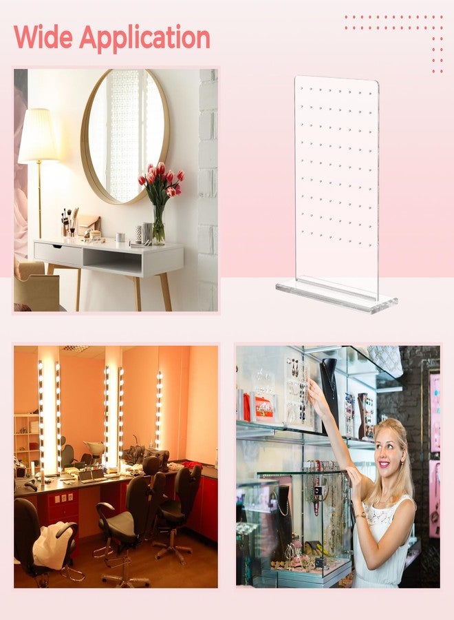 yeesport 2 Pcs Earring Holder Organizer Stand, Clear Acrylic Ear Studs Jewelry Storage Display Rack L-Shaped Earrings Display Stand (72 Holes) - Image 5