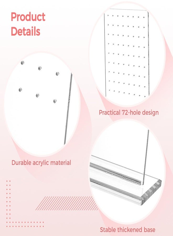 yeesport 2 Pcs Earring Holder Organizer Stand, Clear Acrylic Ear Studs Jewelry Storage Display Rack L-Shaped Earrings Display Stand (72 Holes) - Image 3