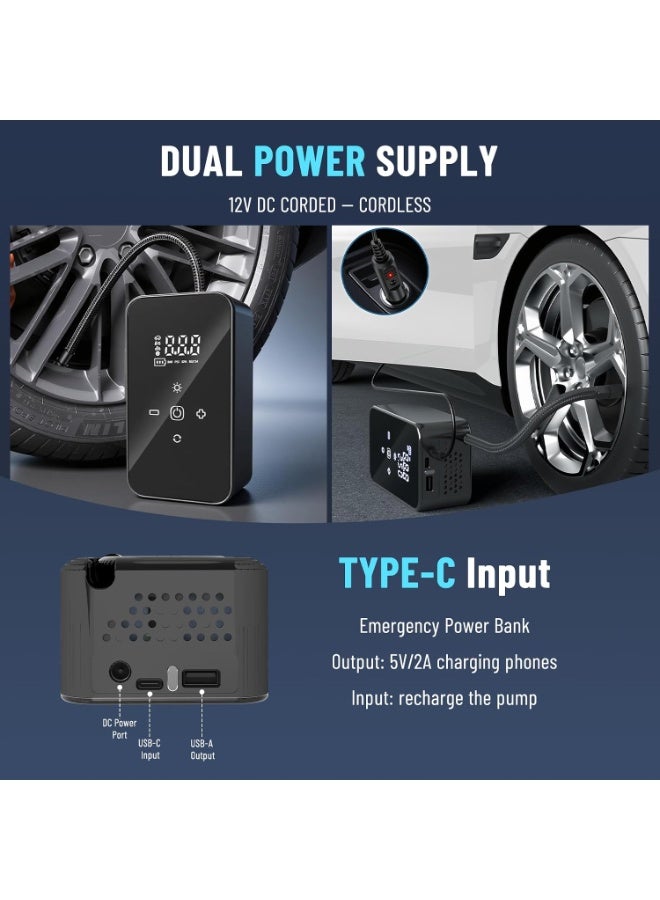 Portable Cordless Tire Inflator Air Compressor 140PSI with Digital Gauge & LED Light for Car, Bike, Ball - Image 2
