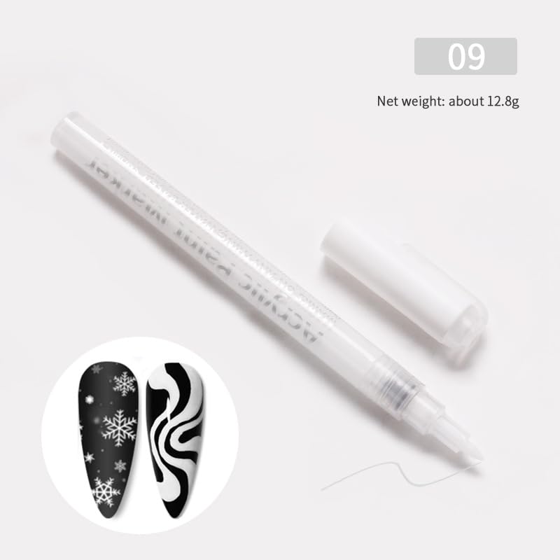 IMGDD Nail Polish Pens Quick Dry, 1 PCS Nail Art Pen, Nail Art Markers, Acrylic Paint Pens, Nail Pencil, DIY Drawing Painting Liner Pen, Nail Design for Nails DIY French Manicure (White) - Image 2