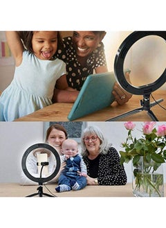 SHOPI LED Ring Light Studio Photo Video Dimmable Lamp Tripod Stand Selfie Camera Phone Black  - Image 4