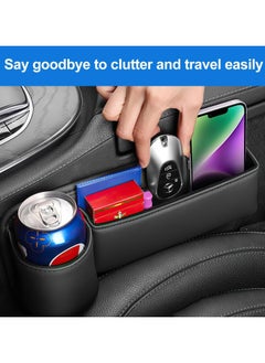 Oasisgalore Black Right-Side Car Seat Gap Filler with Organizer, Cup Holder, Storage for Phones, Glasses, Keys.  - Image 2