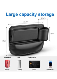 Oasisgalore Black Right-Side Car Seat Gap Filler with Organizer, Cup Holder, Storage for Phones, Glasses, Keys.  - Image 3
