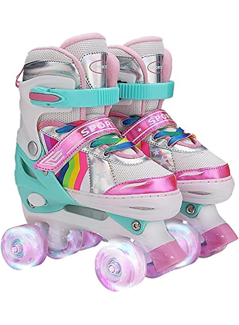 Roller skates with all wheels that light up and illuminate for girls and kids. Adjustable roller skates for kids and beginners - Image 1