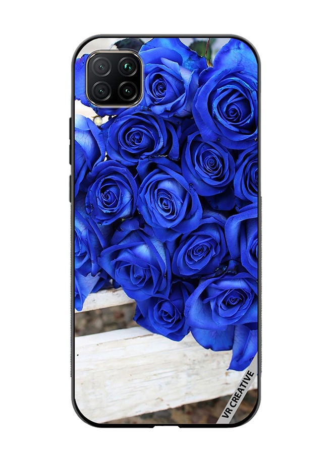 VR CREATIVE Protective Case Cover For Huawei Nova 7i/P40 Lite Blue Flower Design Multicolour - Image 1