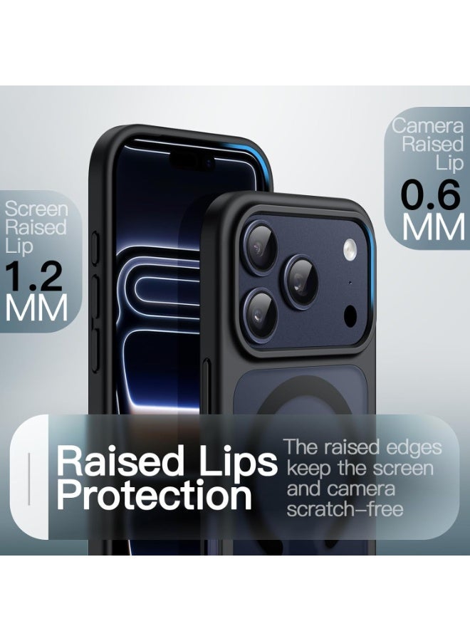 أكاليكس جراب مغناطيسي غير لامع لهاتف iPhone 17 Pro Max، متوافق مع MagSafe، غطاء فاخر مطلي، جراب هاتف واقي مقاوم للصدمات ناعم غير لامع من مادة TPU، (أسود) - Image 2