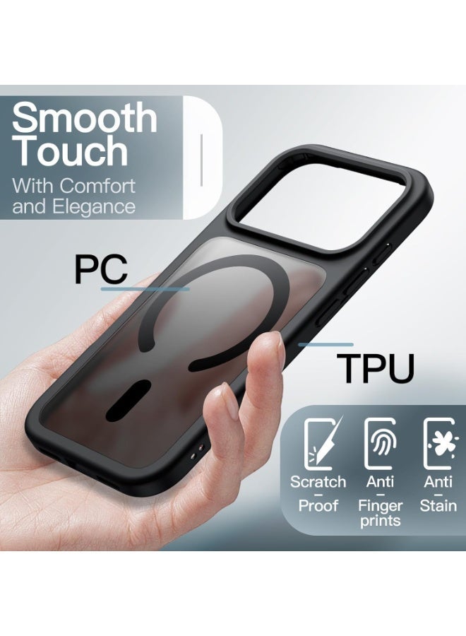 أكاليكس جراب مغناطيسي غير لامع لهاتف iPhone 17 Pro Max، متوافق مع MagSafe، غطاء فاخر مطلي، جراب هاتف واقي مقاوم للصدمات ناعم غير لامع من مادة TPU، (أسود) - Image 3