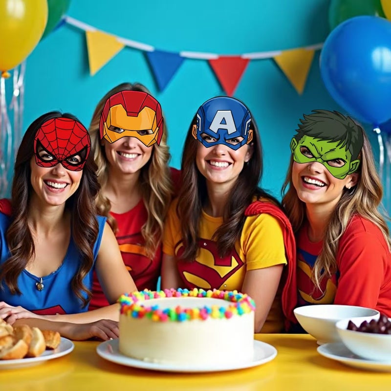 Party 8-piece set - Superhero birthday party glasses funny photography props - Image 3