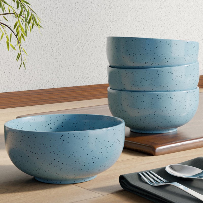 The Earth Store SkyBlue Marble Ceramic Bowl Set of 4, 500ML Each - Multipurpose Snack Bowl, Dishwasher & Microwave Safe Bowl | Perfect of Christmas Gift | New Year Gift | Birthday Gift & Daily Use - Image 5