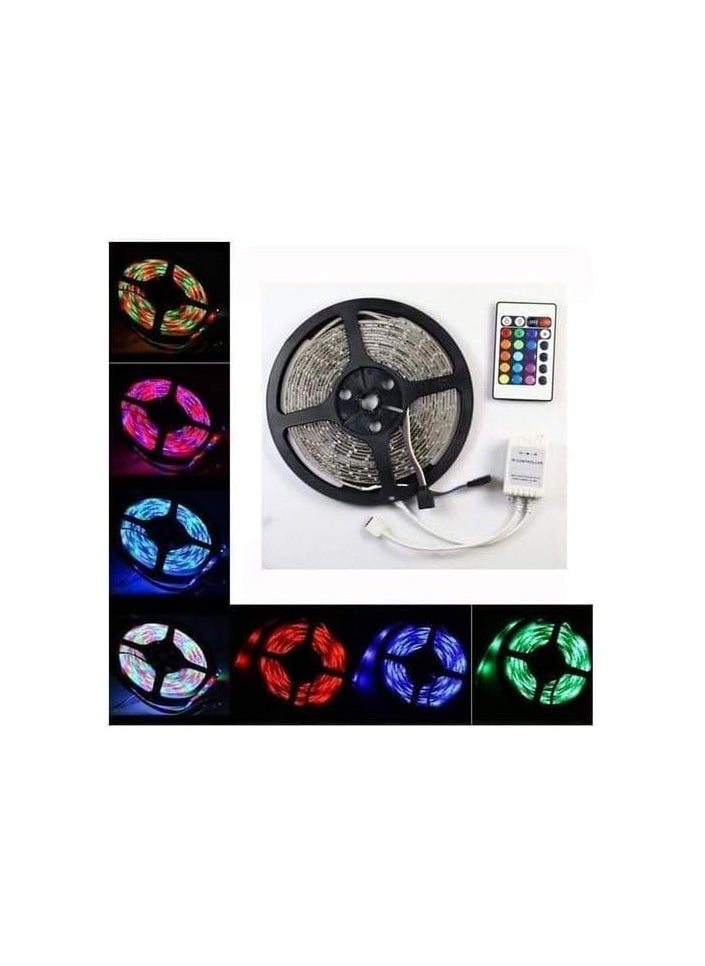 جنرال شريط اضاءة LED RGB بطول 5 متر، اضواء LED متغيرة الالوان لغرفة النوم، اضواء LED للحفلات والديكورات، شريط اضواء LED مع جهاز تحكم عن بعد (12V-24W-5M RGB  - Image 1