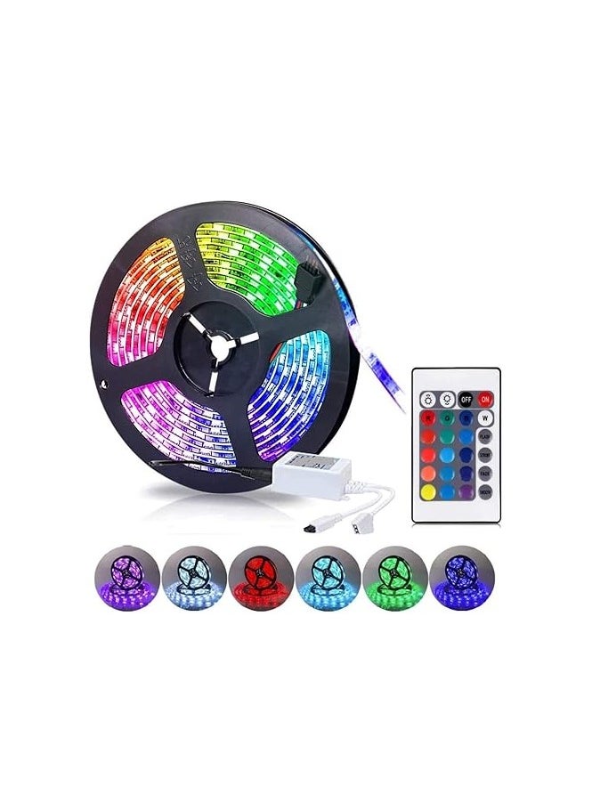 جنرال شريط اضاءة LED RGB بطول 5 متر، اضواء LED متغيرة الالوان لغرفة النوم، اضواء LED للحفلات والديكورات، شريط اضواء LED مع جهاز تحكم عن بعد (12V-24W-5M RGB  - Image 2