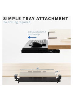XICEN Large Keyboard Tray Under Desk Pull Out with Extra Sturdy Clamp Mount System 75x 25cm Out Platform Computer Drawer for Typing Black  - Image 4
