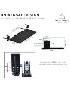 XICEN Large Keyboard Tray Under Desk Pull Out with Extra Sturdy Clamp Mount System 75x 25cm Out Platform Computer Drawer for Typing Black  - Image 3