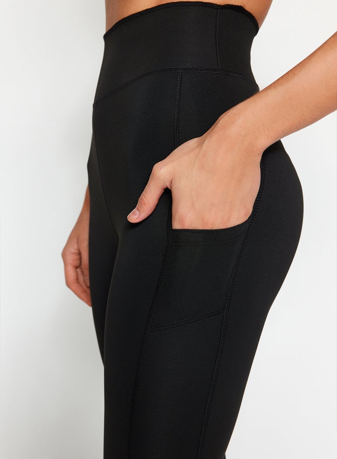 trendyol Black Matte Full Length Knitted Sports Leggings with Extra Absorption Layer  - Image 5