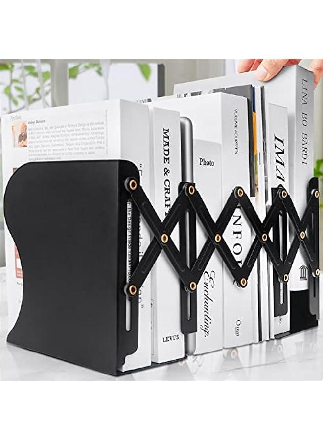 MIXDE Heavy Duty Book End to Hold Books, Adjustable Bookends Book Holder for Shelves, Decorative Book Organizer for Desk, Sturdy & Flexible - Metal Book Ends Binder Holder for Tabletop - Image 1