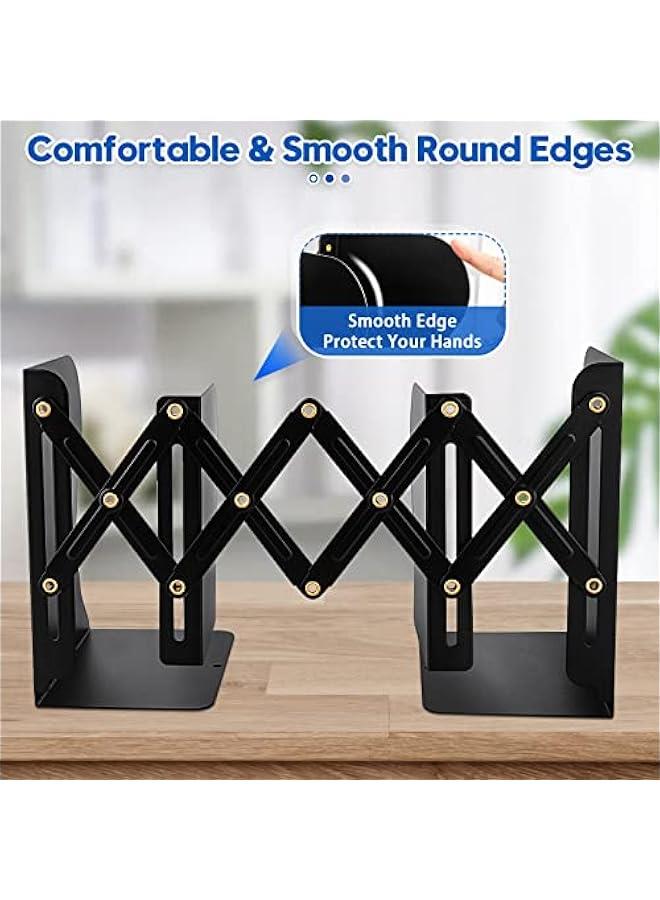 MIXDE Heavy Duty Book End to Hold Books, Adjustable Bookends Book Holder for Shelves, Decorative Book Organizer for Desk, Sturdy & Flexible - Metal Book Ends Binder Holder for Tabletop - Image 5