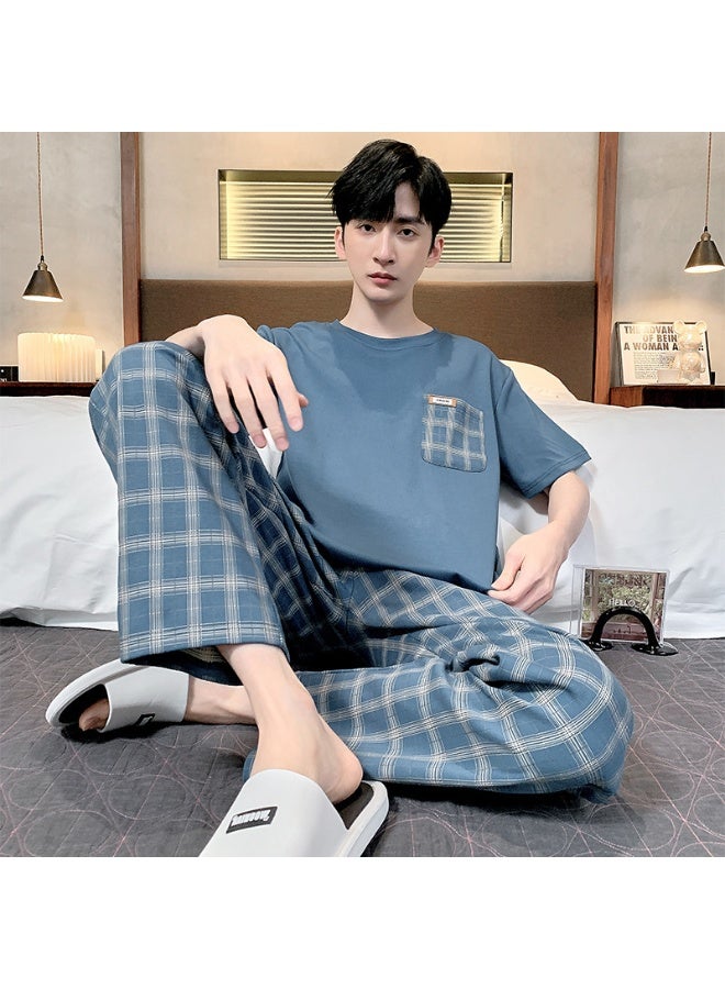 Summer  Cool Mens Pyjamas Pajamas Casual Short-Sleeved Long Pants Pjs Sets Men's Sleepwear Nightwear Pijamas - Image 1