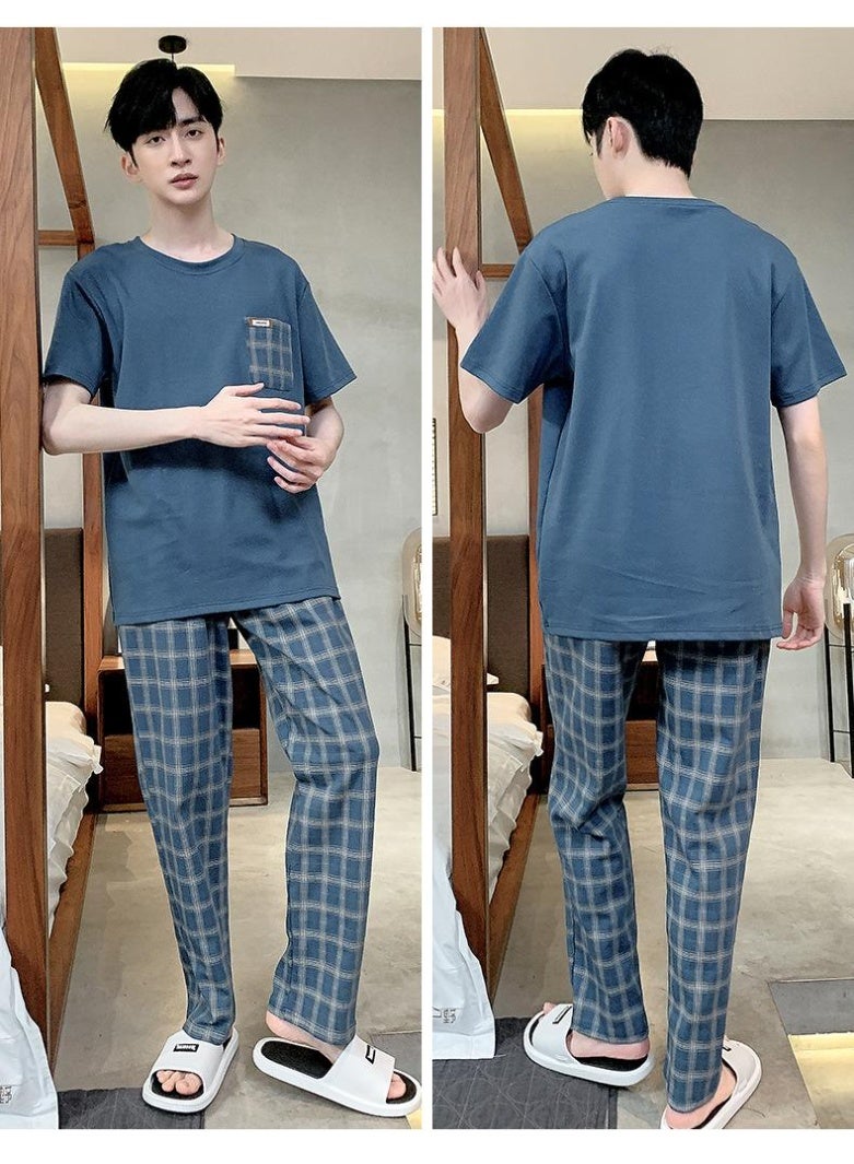 Summer  Cool Mens Pyjamas Pajamas Casual Short-Sleeved Long Pants Pjs Sets Men's Sleepwear Nightwear Pijamas - Image 2