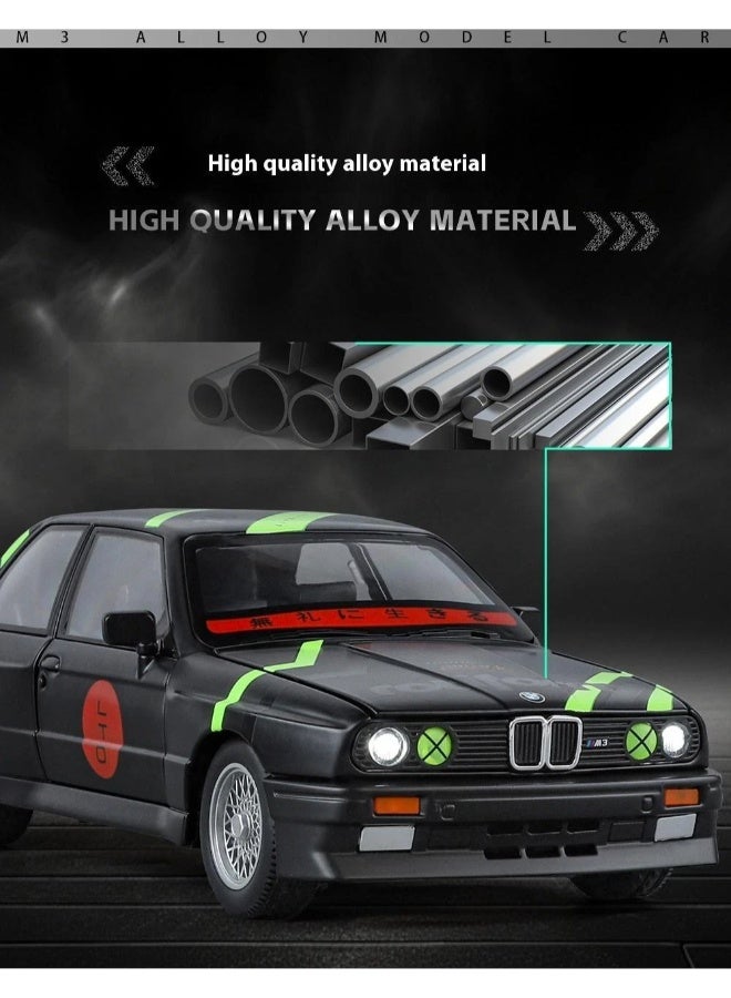 محاكاة بمقياس 1:24 لنموذج سيارة BMW M3 المصنوعة من السبائك المعدنية - لعبة مصبوبة عالية المحاكاة مع صوت وضوء ووظيفة السحب للخلف للأطفال وهواة الجمع - Image 5