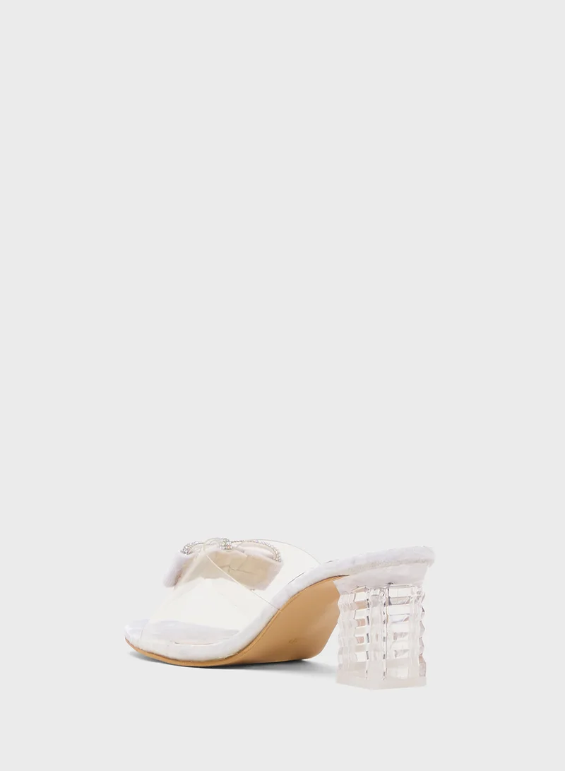 Pink Step High Heeled Sandal With Bow