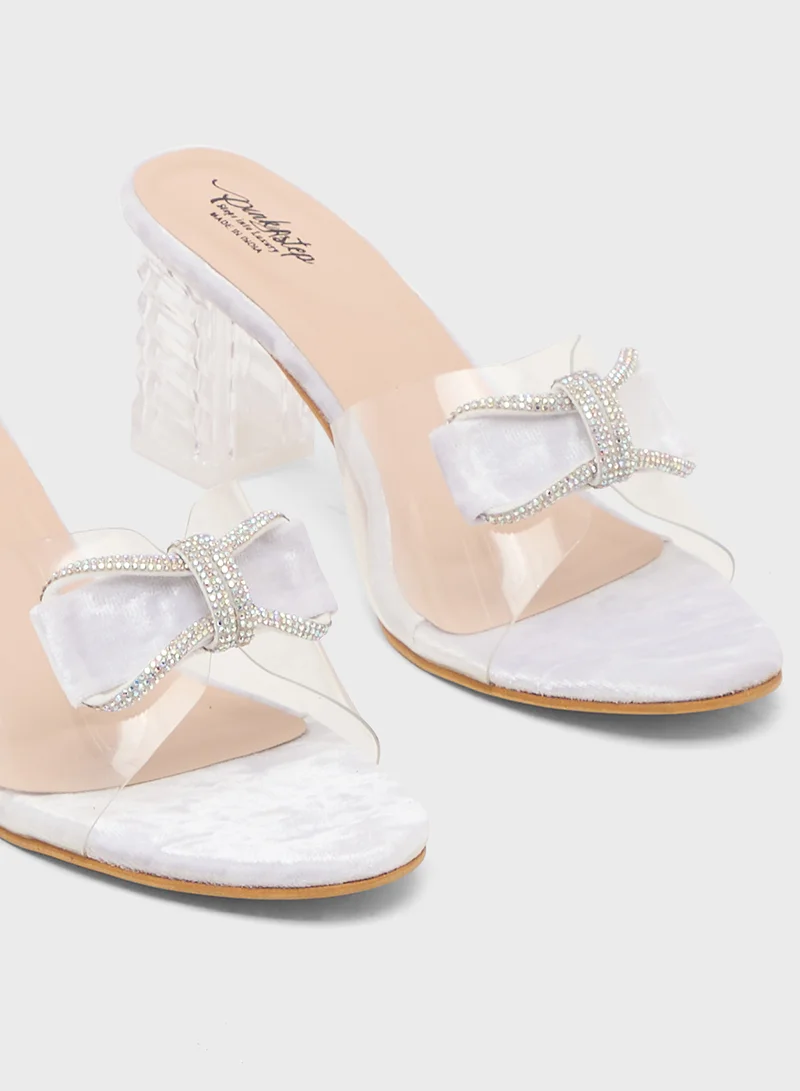 Pink Step High Heeled Sandal With Bow