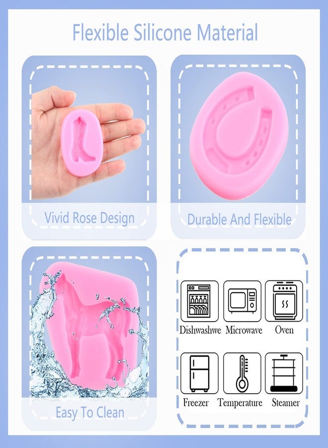 Mujiang Horse Silicone Molds Horseshoe Hoof Fondant Molds Cowboy Boot Candy Mold Saddle Mold For Cake Decorating Cupcake Topper Candy Polymer Clay Chocolate Gum Paste Set Of 4 - Image 3
