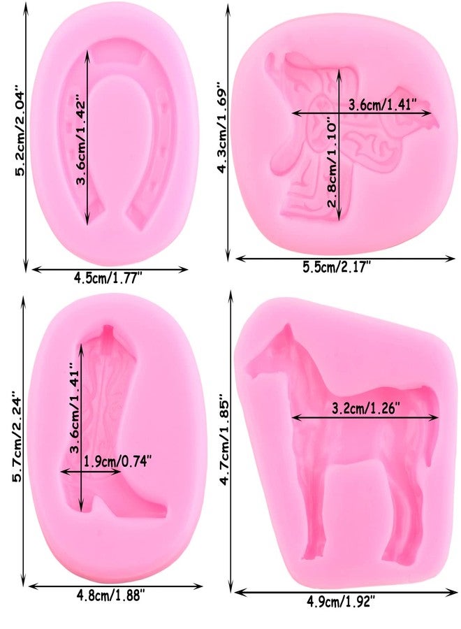 Mujiang Horse Silicone Molds Horseshoe Hoof Fondant Molds Cowboy Boot Candy Mold Saddle Mold For Cake Decorating Cupcake Topper Candy Polymer Clay Chocolate Gum Paste Set Of 4 - Image 2