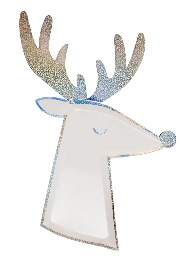 Meri Meri Silver Sparkle Reindeer Plates