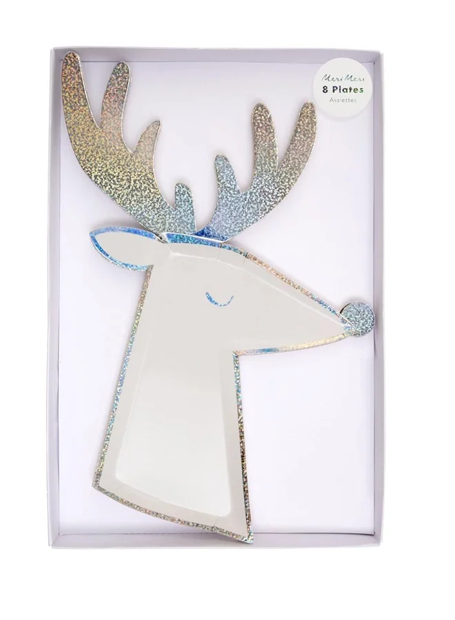 Meri Meri Silver Sparkle Reindeer Plates