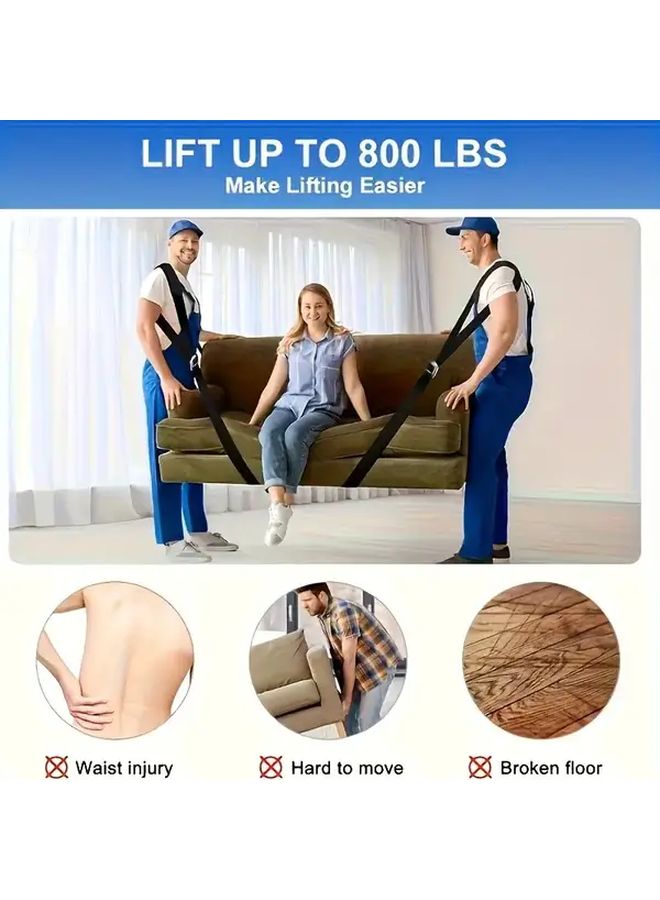 4pcs Black Heavy Duty Adjustable Furniture Moving Straps With Handles For Sofas Appliances - Image 4