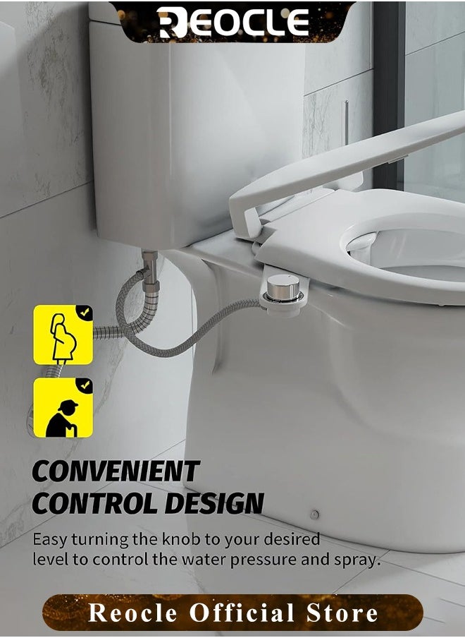 REOCLE Bidet Non-Electric Dual Nozzle Fresh Water Sprayer Adjustable Water Pressure Bidet Toilet Seat Attachment for Rear and Feminine Wash  - Image 3