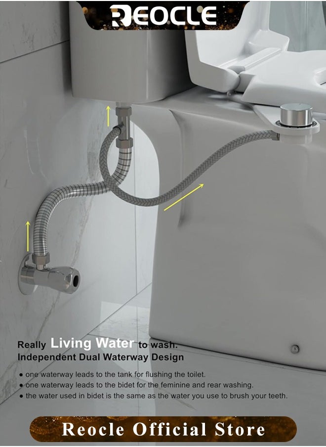 REOCLE Bidet Non-Electric Dual Nozzle Fresh Water Sprayer Adjustable Water Pressure Bidet Toilet Seat Attachment for Rear and Feminine Wash  - Image 5