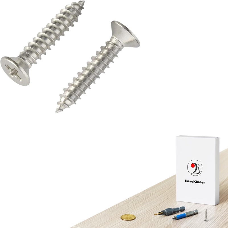 Kinder Wood Screws - 120PCS Flat Head Phillips Screws, 304 Stainless Steel Screw with Adjustable Wood Countersink Kit (#6 x 3/4") - Image 4