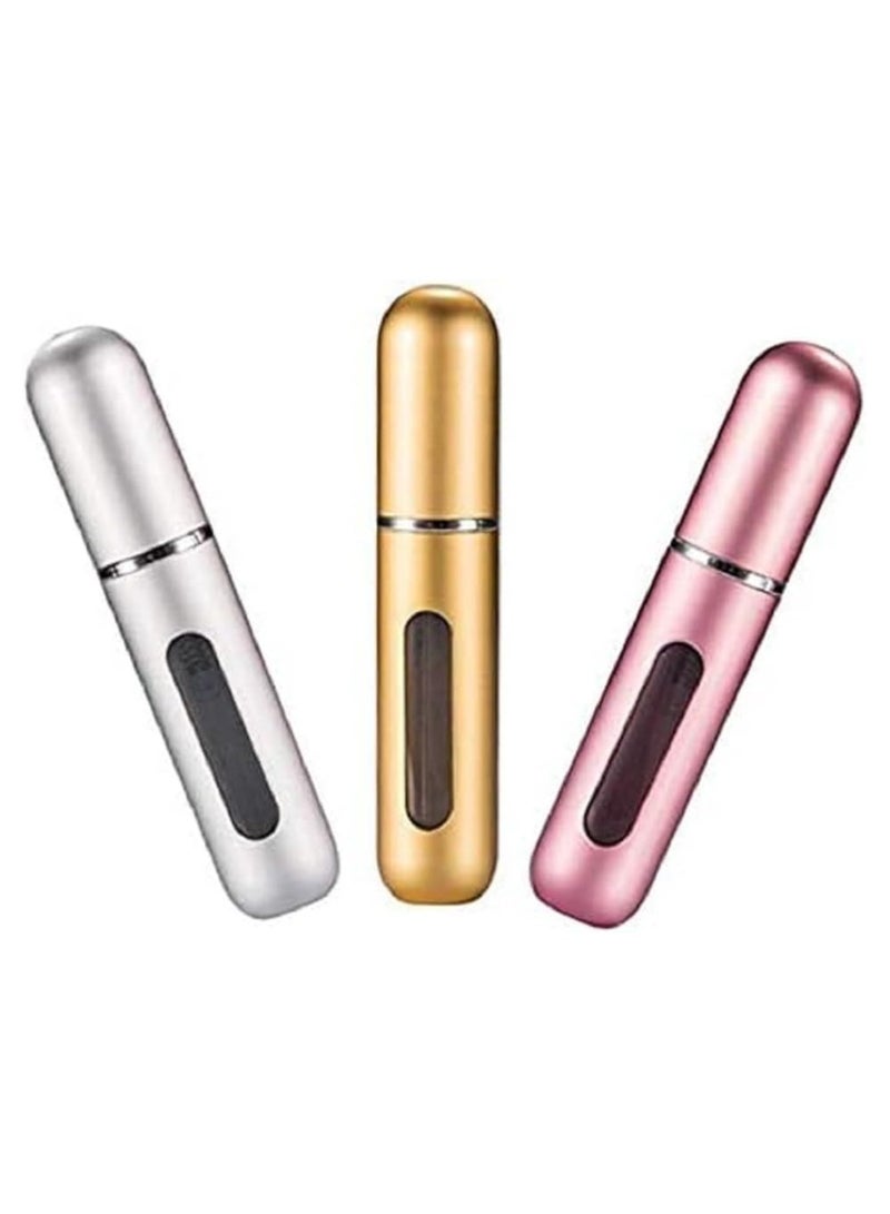 زجاجة بخاخ عطر صغيرة محمولة قابلة لاعادة التعبئة سعة 6 مل - 3 قطع ألوان متنوعة - Image 1