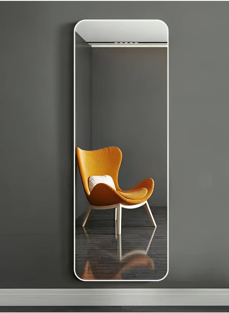 Taimi Full Length Mirror with Aluminum Frame and Metal Stand, Long Wall Mirror for Living Room, Dressing Room, Bathroom, Hallway, White - 155x45cm  - Image 3