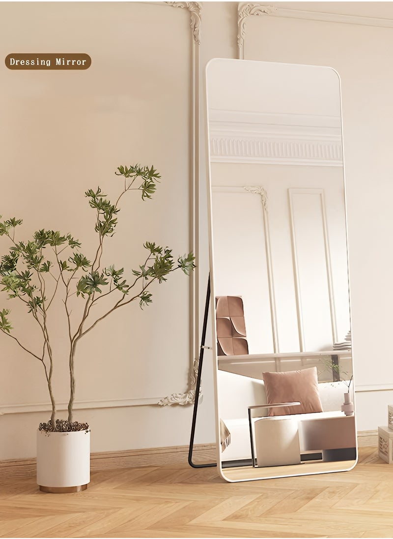 Taimi Full Length Mirror with Aluminum Frame and Metal Stand, Long Wall Mirror for Living Room, Dressing Room, Bathroom, Hallway, White - 155x45cm  - Image 5