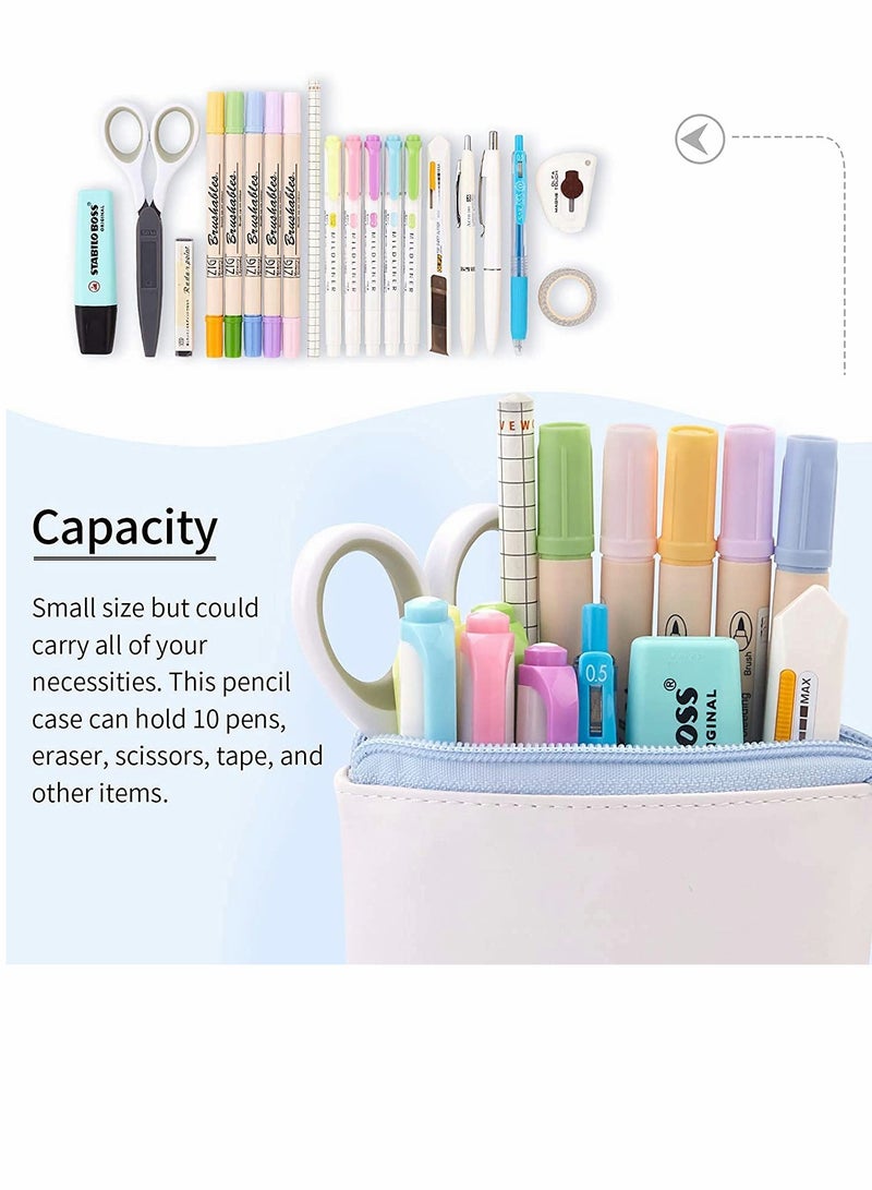 KASTWAVE Pencil Case,  Standing Stationery Bag, Telescopic Pen Pouch Holder School College office Organizer with Zipper for Girls Boys Adults  - Image 2