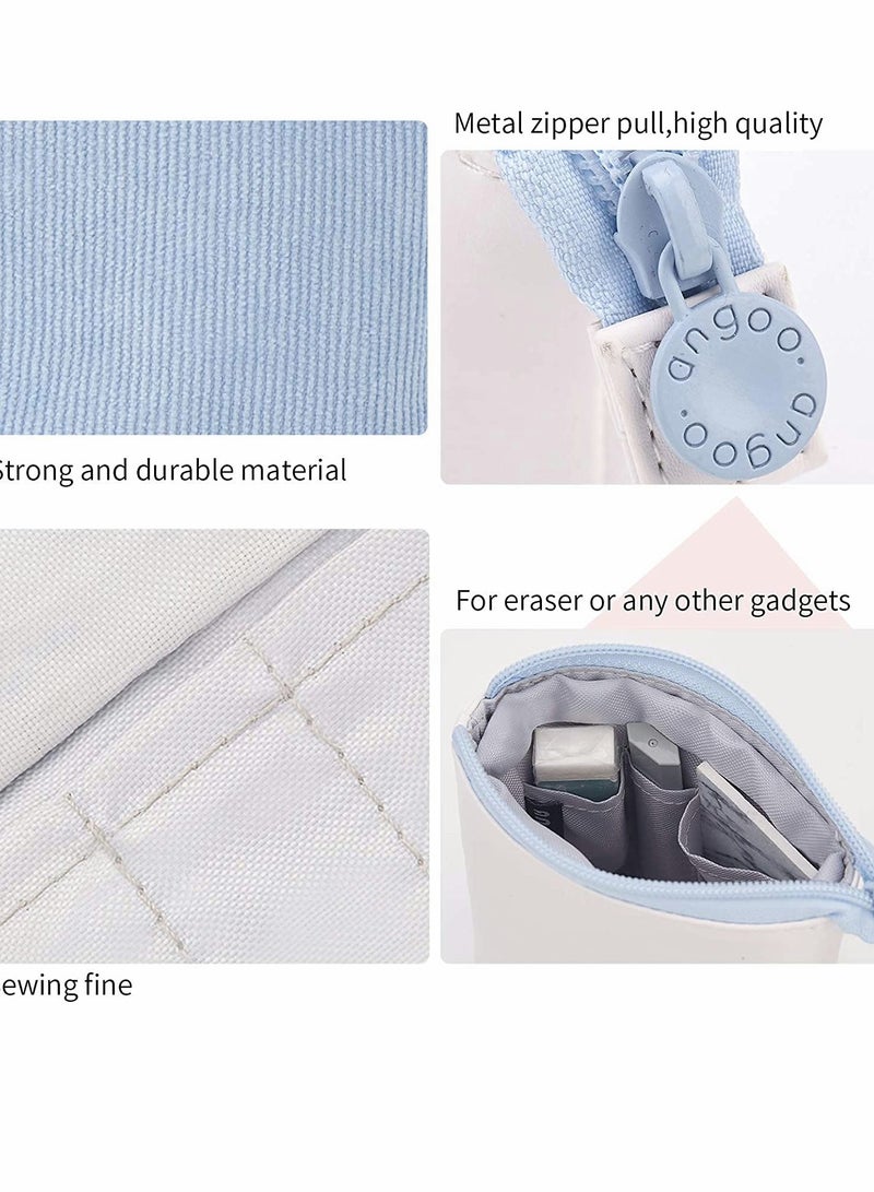 KASTWAVE Pencil Case,  Standing Stationery Bag, Telescopic Pen Pouch Holder School College office Organizer with Zipper for Girls Boys Adults  - Image 4