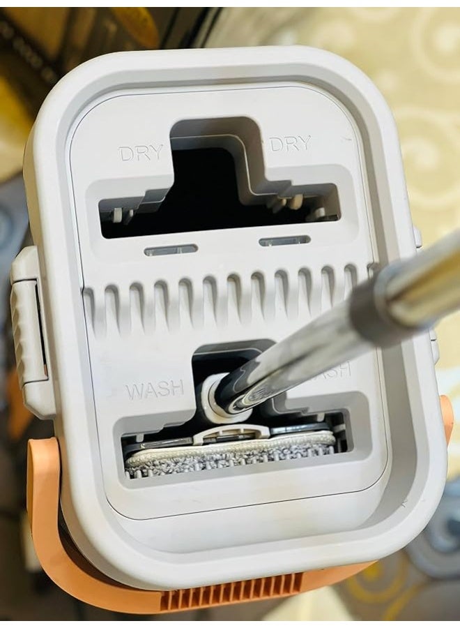 جردل تنظيف متعدد الاستخدامات بعجلات مع 2 غيار وممسحة بكليبس لتثبيت قطعة الغيار – تصميم أنيق وخامة عالية الجودة لكل أنواع الأسطح AR - Image 3