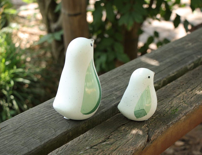 Rmdusk Unique Sitting Birds Figurines with Green Leaf Wings, Animal Statues, Home Garden Décor Tabletop Ornament A (Set of 2) - Image 3