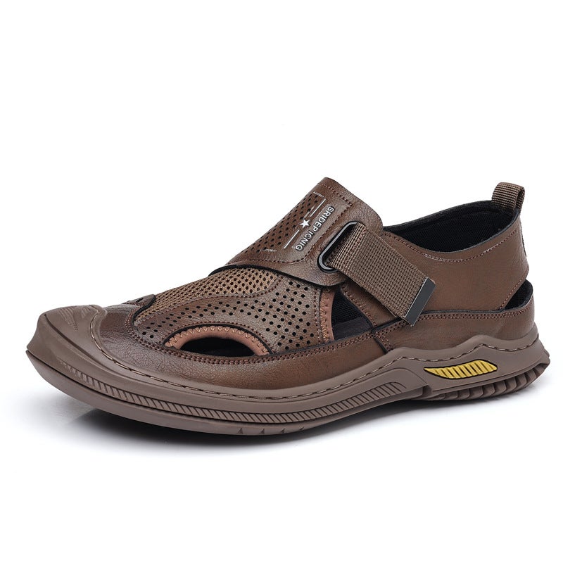 Summer Mens Casual Breathable Leather Sandals PZ0939 Brown